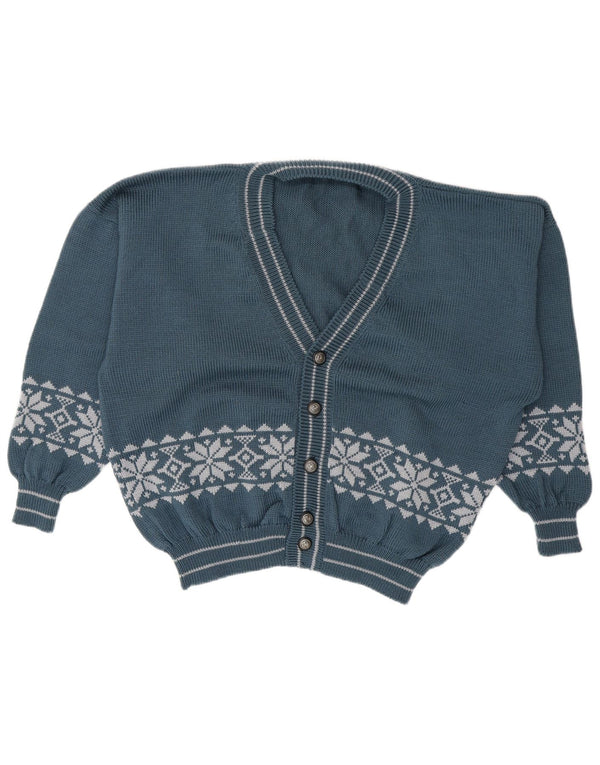 Vintage damski sweter oversize UK 16 Large Blue Fair Isle