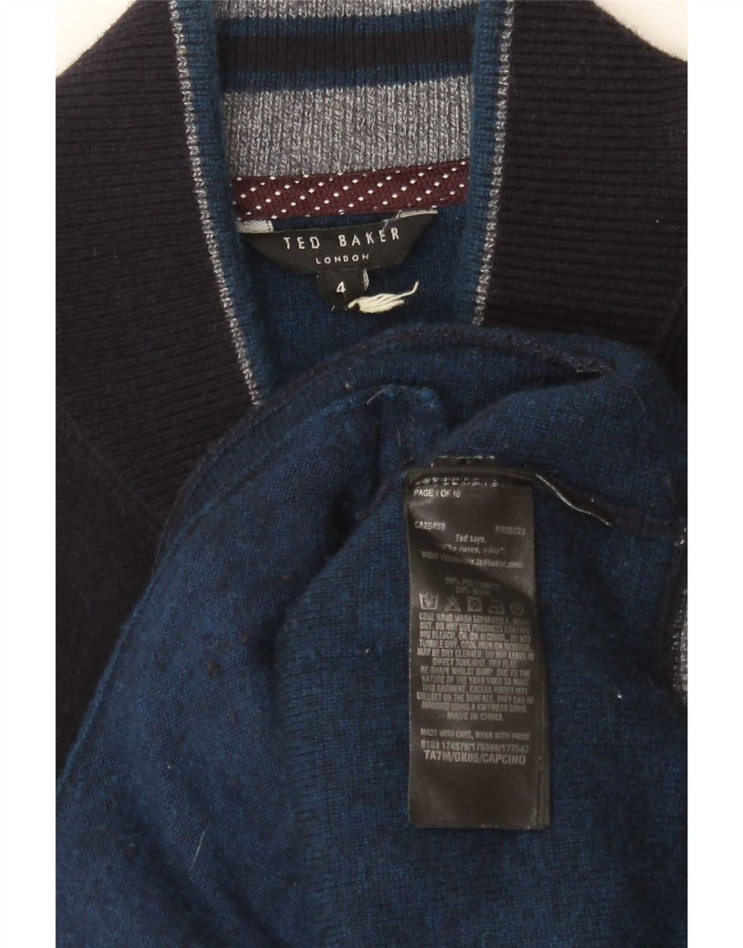 Męski sweter rozpinany Ted Baker, rozmiar 4, duży, granatowy, poliamid
