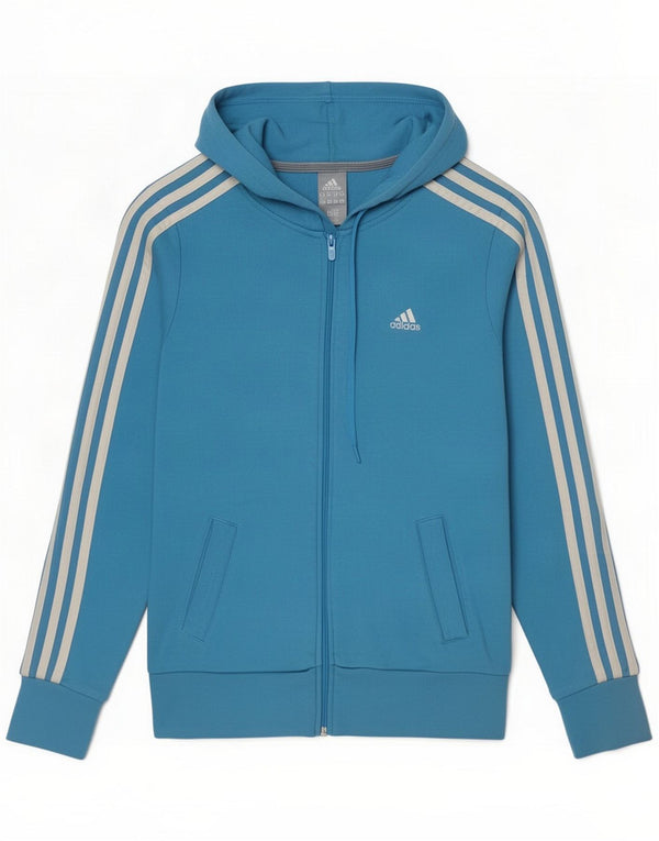 Damski sweter z kapturem i zamkiem Adidas UK 12 Medium Blue Cotton