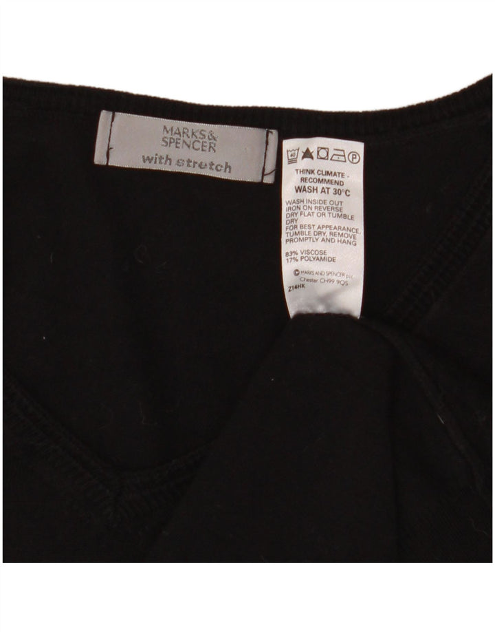 Marks & Spencer Damski sweter z dekoltem w kształcie litery V, UK 14, średni czarny
