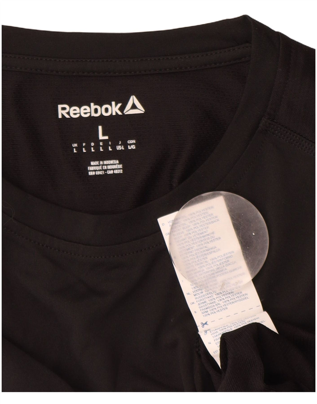 Męski top graficzny Reebok z długim rękawem, duży, czarny poliester