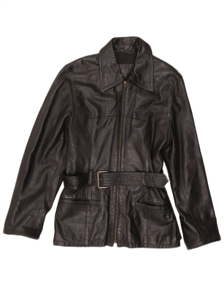 Vintage damska kurtka skórzana IT 44, średnia czarna skóra