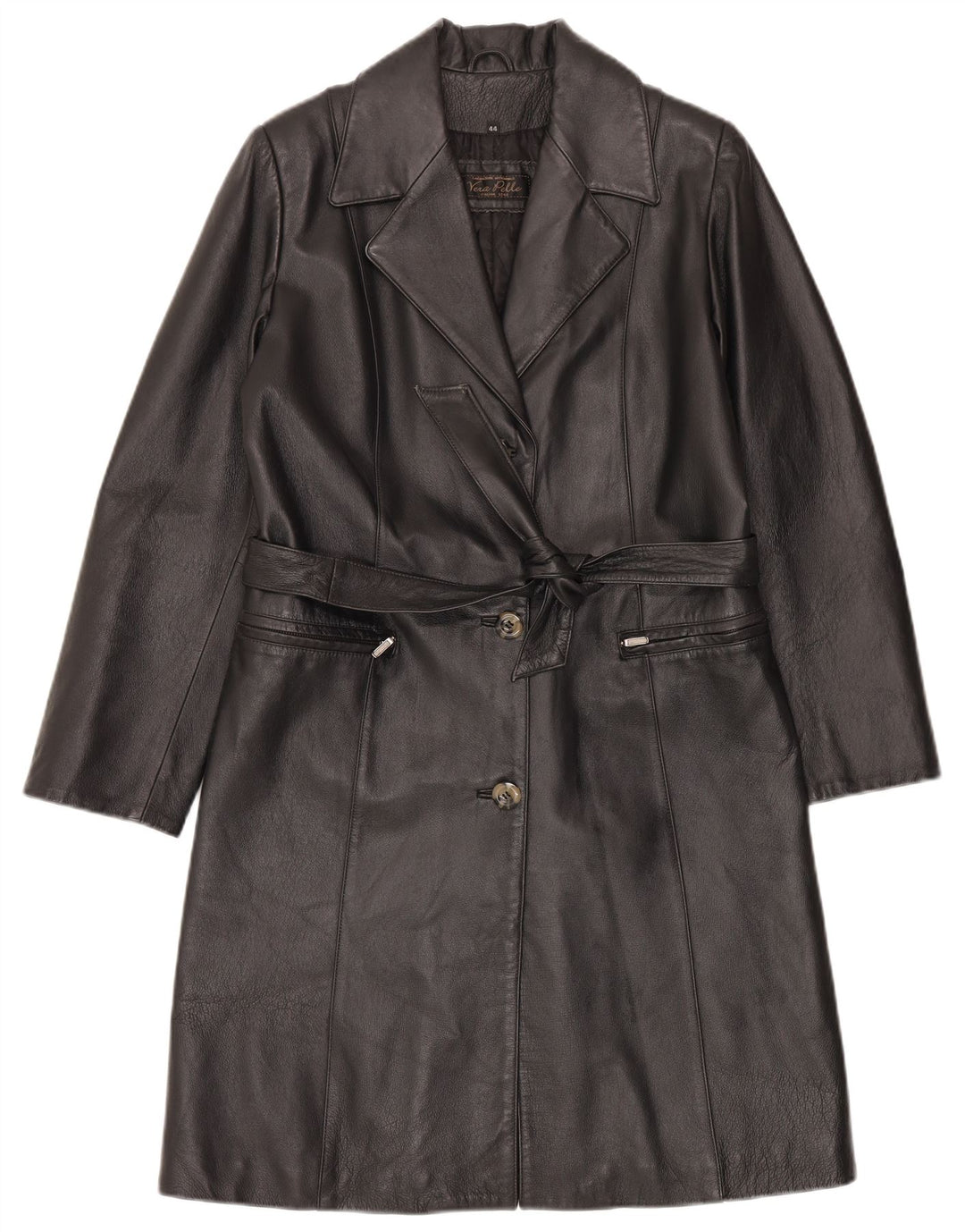 LAVORAZIONE ARTIGIANALE Damski płaszcz skórzany IT 44 Średniej czarnej skóry