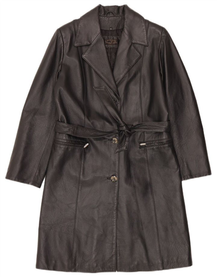 LAVORAZIONE ARTIGIANALE Damski płaszcz skórzany IT 44 Średniej czarnej skóry