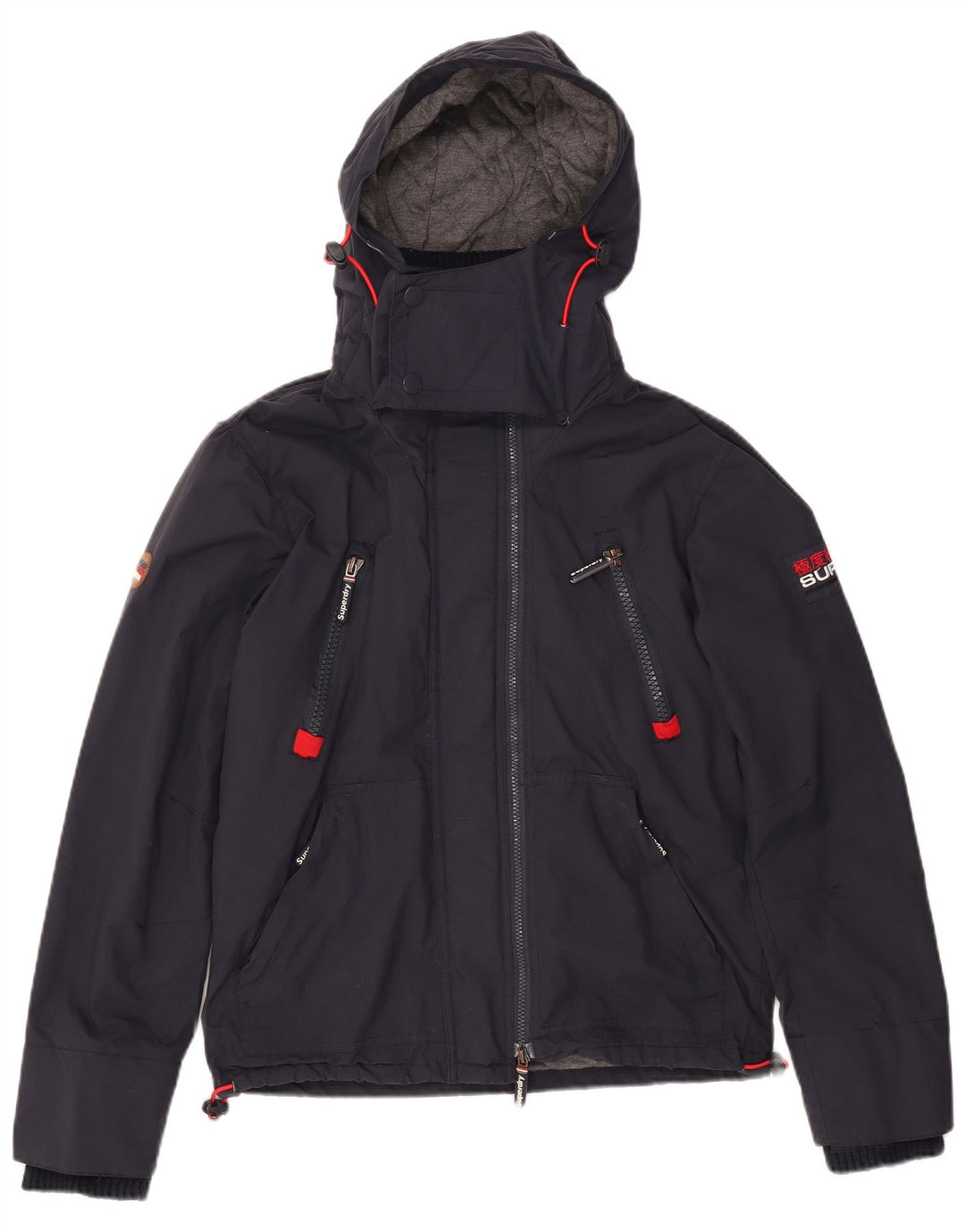 Męska kurtka wiatrówka z kapturem Superdry UK 38 Średni granatowy nylon