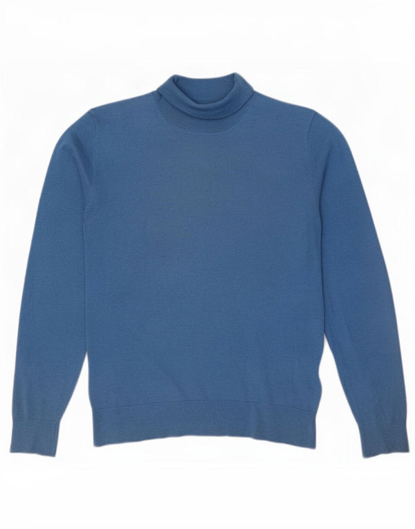 Sweter damski Massimo Dutti z wywijanym dekoltem UK 14, średni niebieski jedwab