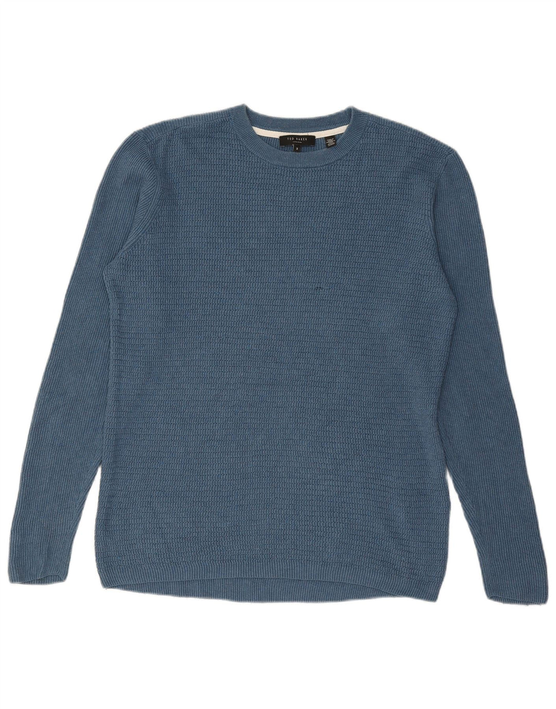 Męski sweter Ted Baker z okrągłym dekoltem, rozmiar 3, średni niebieski, bawełniany