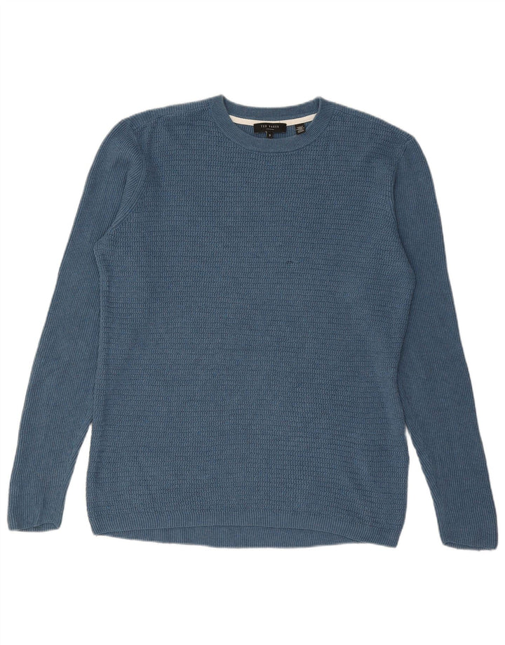 Męski sweter Ted Baker z okrągłym dekoltem, rozmiar 3, średni niebieski, bawełniany