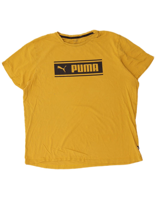 Męska koszulka z grafiką Puma, 2XL, żółta bawełna