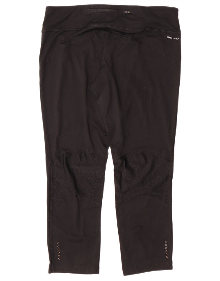 Damskie legginsy NIKE Dri Fit Capri UK 14, duże, czarne, poliestrowe