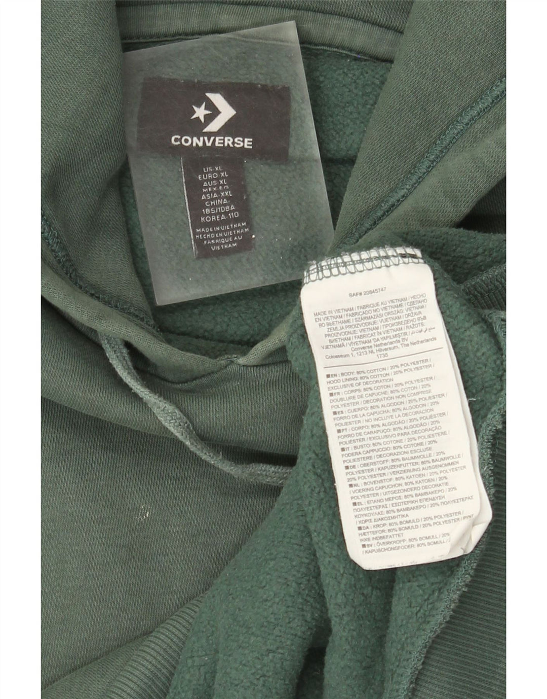 Converse Męski sweter z kapturem XL, zielony, bawełniany