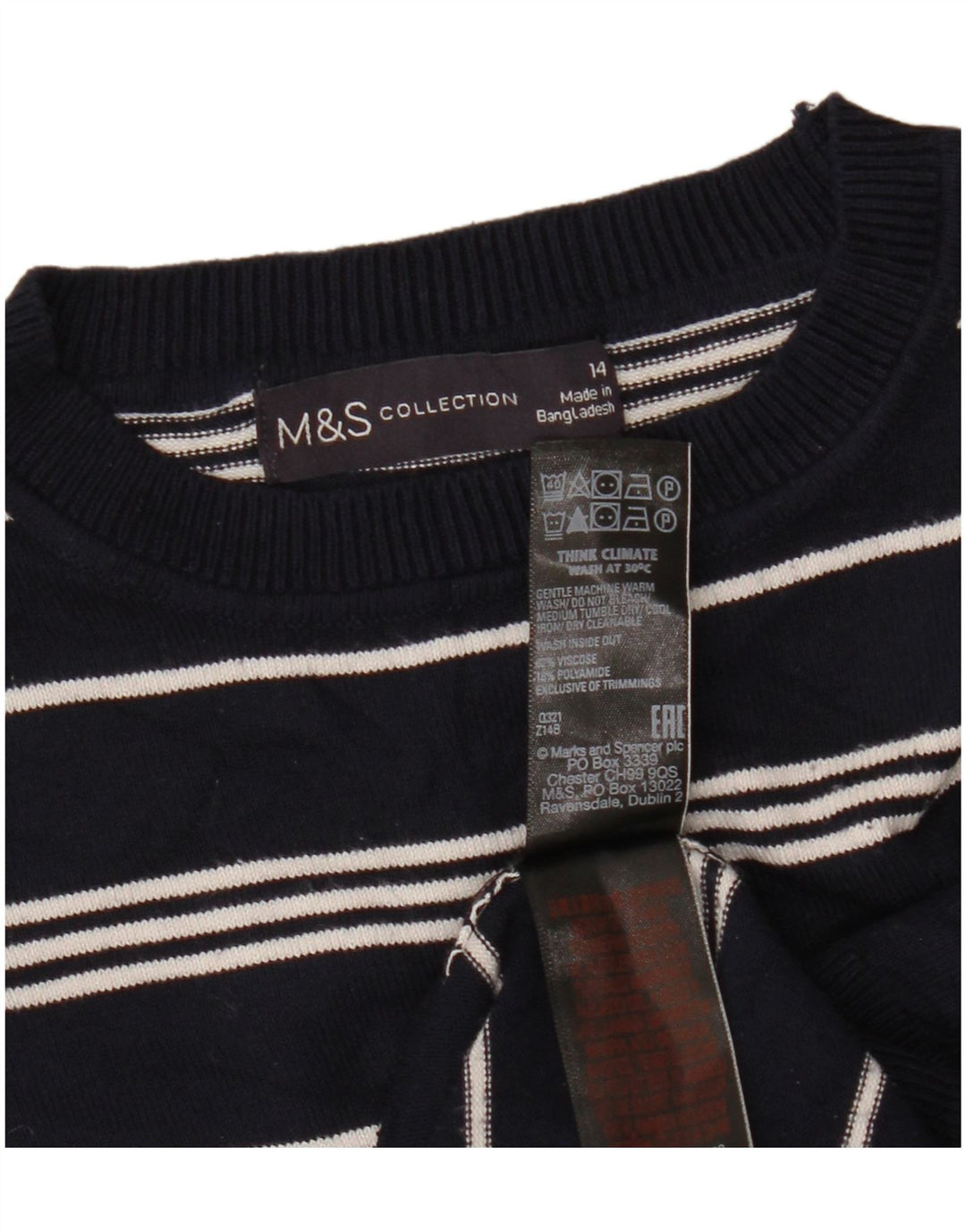 MARKS & SPENCER Damski sweter z okrągłym dekoltem UK14 Średni granatowy
