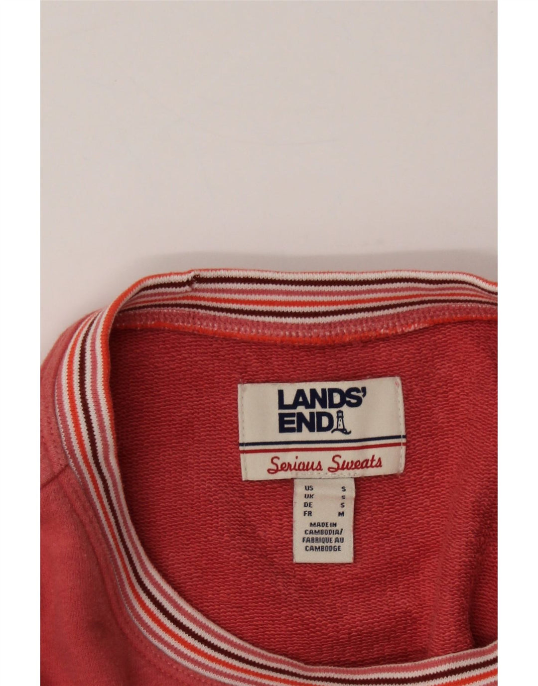 LANDS END Womens Sweatshirt Jumper UK 10 Small Pink Cotton Vintage Lands End and Second-Hand Lands End from Messina Hembry 