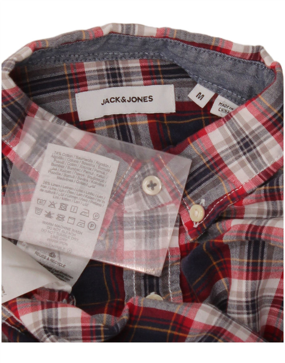 Koszula męska JACK & JONES, bawełniana, w średnią granatową kratkę