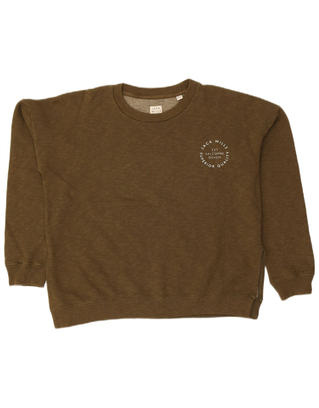 JACK WILLS Damski sweter oversize UK 10, mały, bawełniany khaki