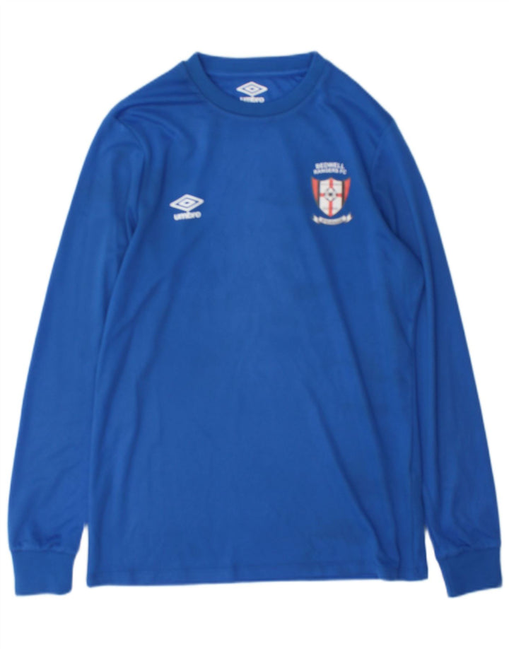 Męski graficzny top Umbro z długim rękawem, mały, niebieski poliester