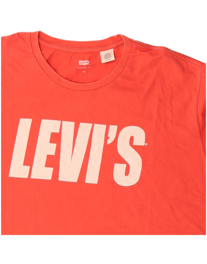 Męski T-shirt z grafiką LEVI'S, góra XL, czerwona bawełna