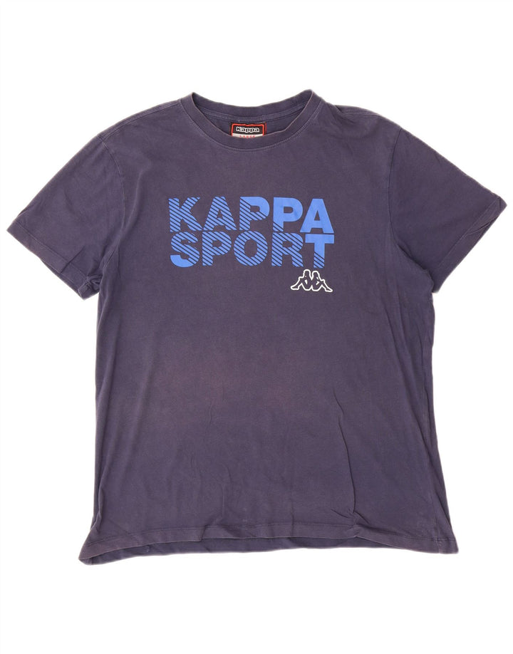 Męski T-shirt z grafiką Kappa, duży, granatowy, bawełniany