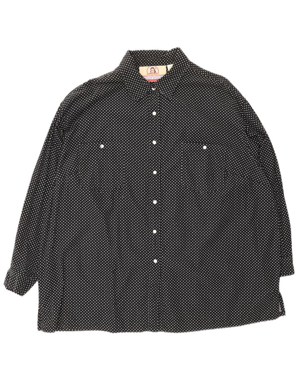Vintage Womens Oversized Shirt Dress EU 52 4XL Black Spotted Cotton