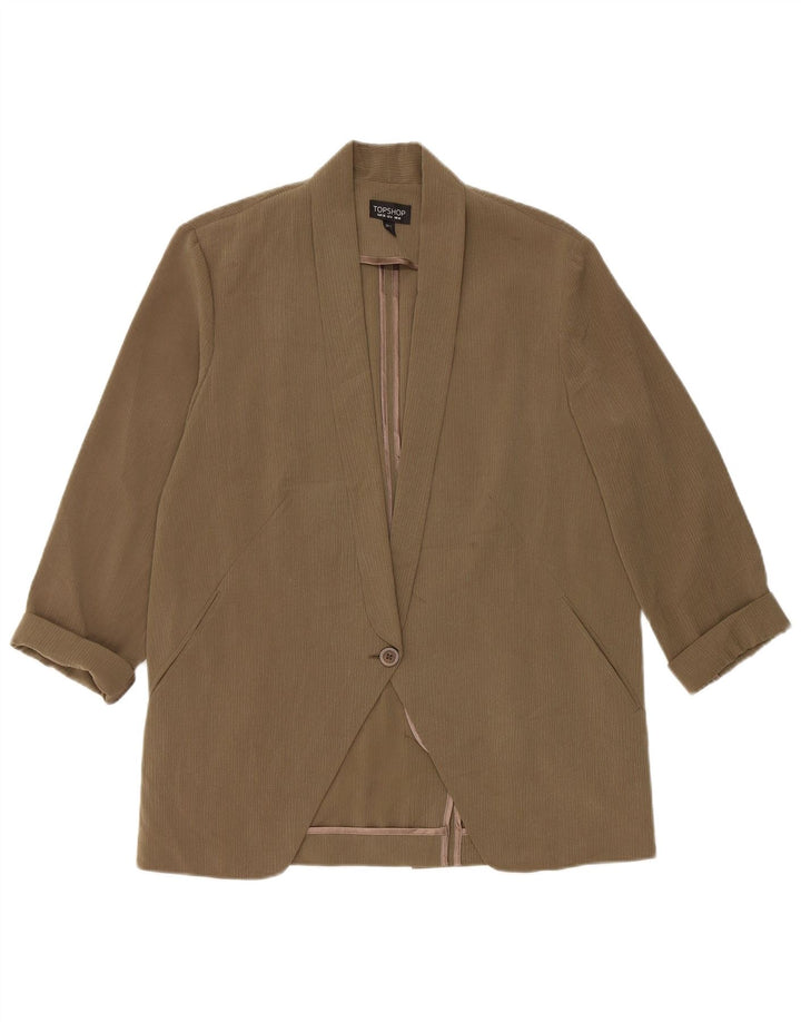 Topshop Damska marynarka oversize zapinana na 1 guzik, UK 10, małe khaki w prążki