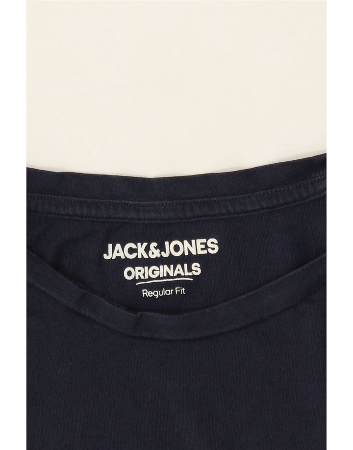 JACK & JONES Mens Regular Fit Graphic T-Shirt Top Small Navy Blue Vintage Jack & Jones and Second-Hand Jack & Jones from Messina Hembry 