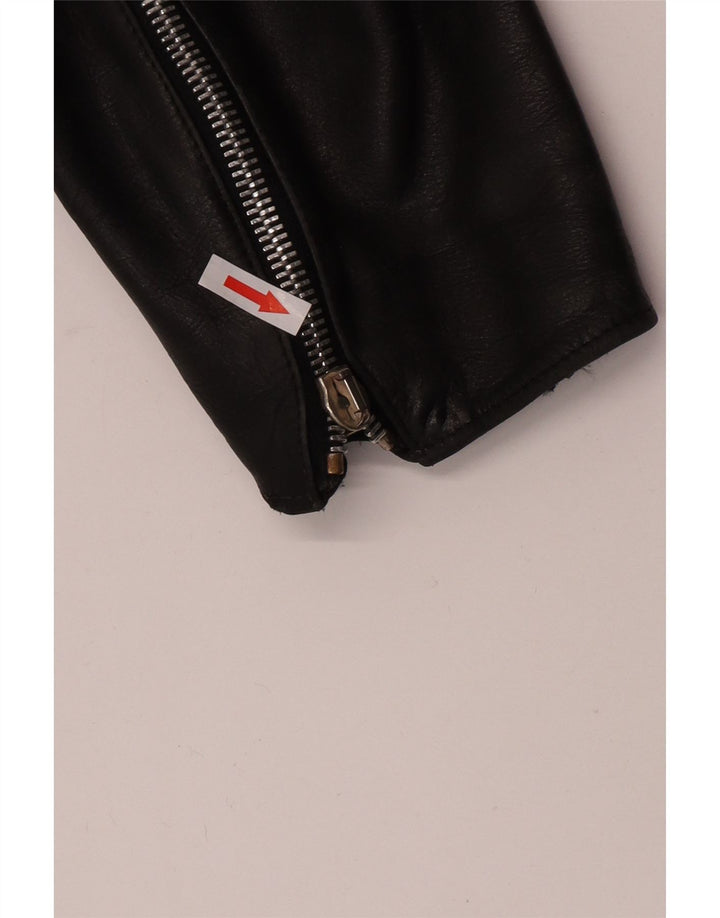 Damska kurtka motocyklowa w stylu vintage, skórzana, UK 12, średnia czarna skóra