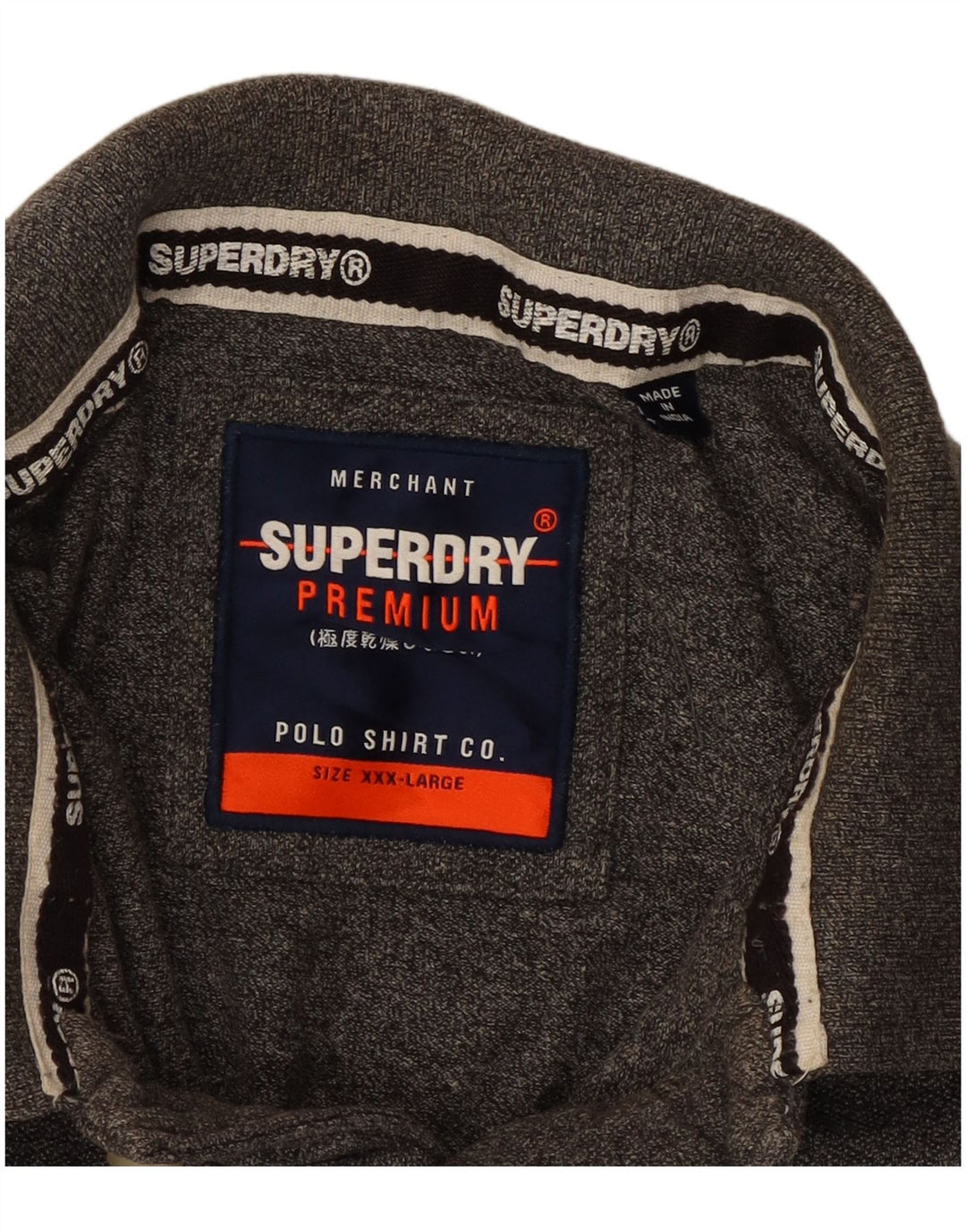 Męska koszulka polo SUPERDRY z grafiką 3XL, szara bawełna