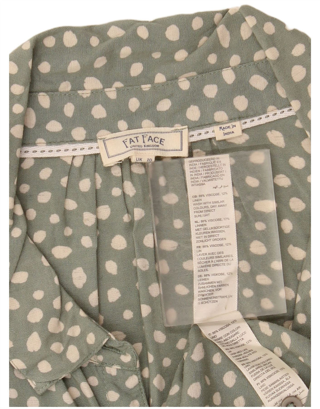 Damska bluzka koszulowa FAT FACE wiązana z przodu UK 20 2XL w kolorze zielonym