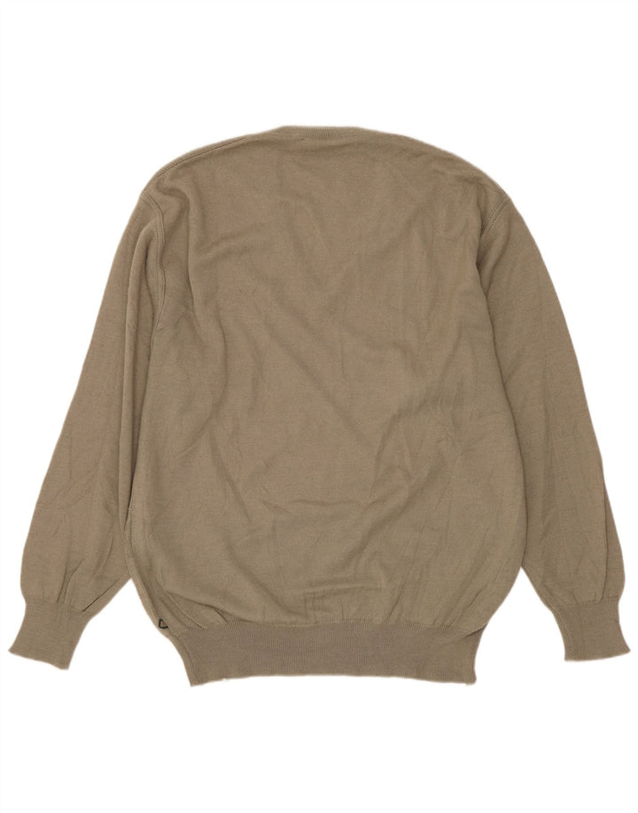 MALAGRIDA Męski sweter z dekoltem w kształcie litery V Średnioszary, geometryczny wełniany