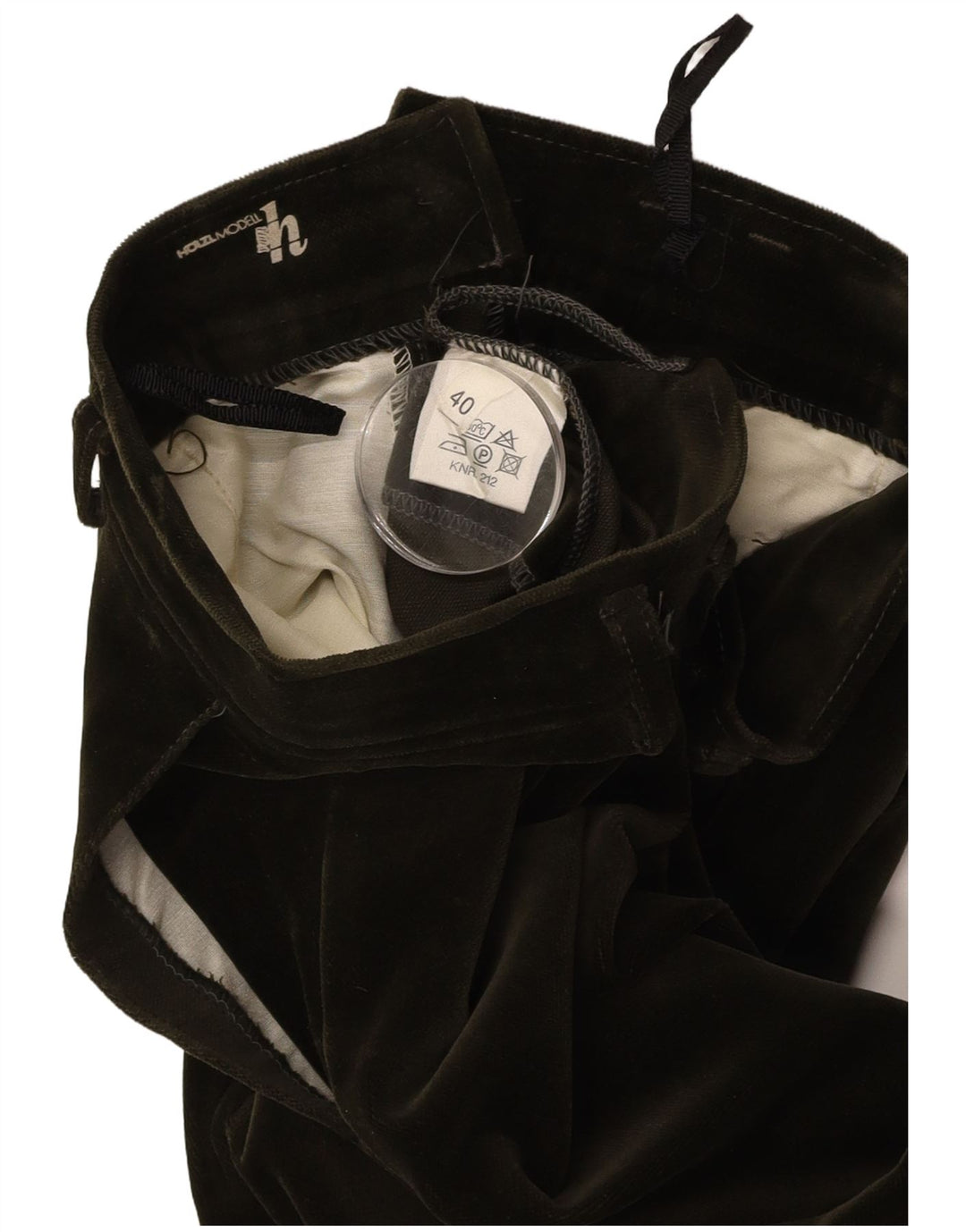 Aksamitne spodnie damskie VINTAGE EU 40 Medium W27 L29 Zielona bawełna