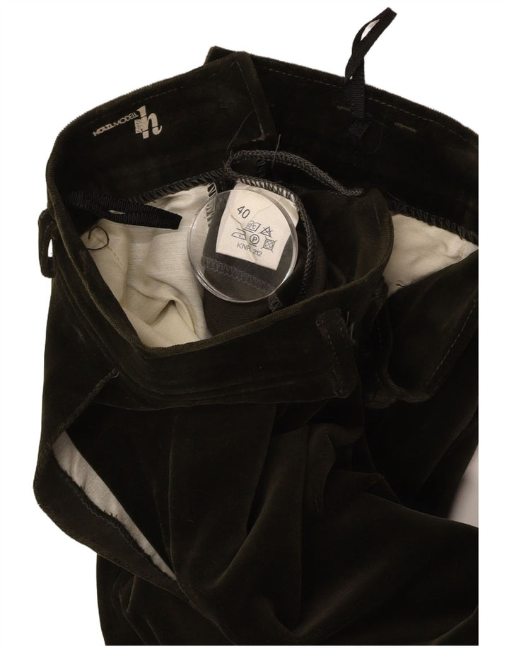 Aksamitne spodnie damskie VINTAGE EU 40 Medium W27 L29 Zielona bawełna