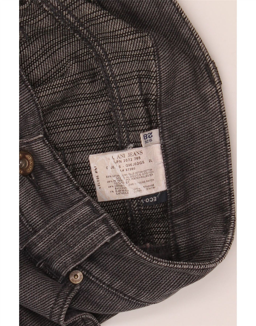 ARMANI Damskie proste spodnie codzienne z niskim stanem W34 L34 Szare prążki