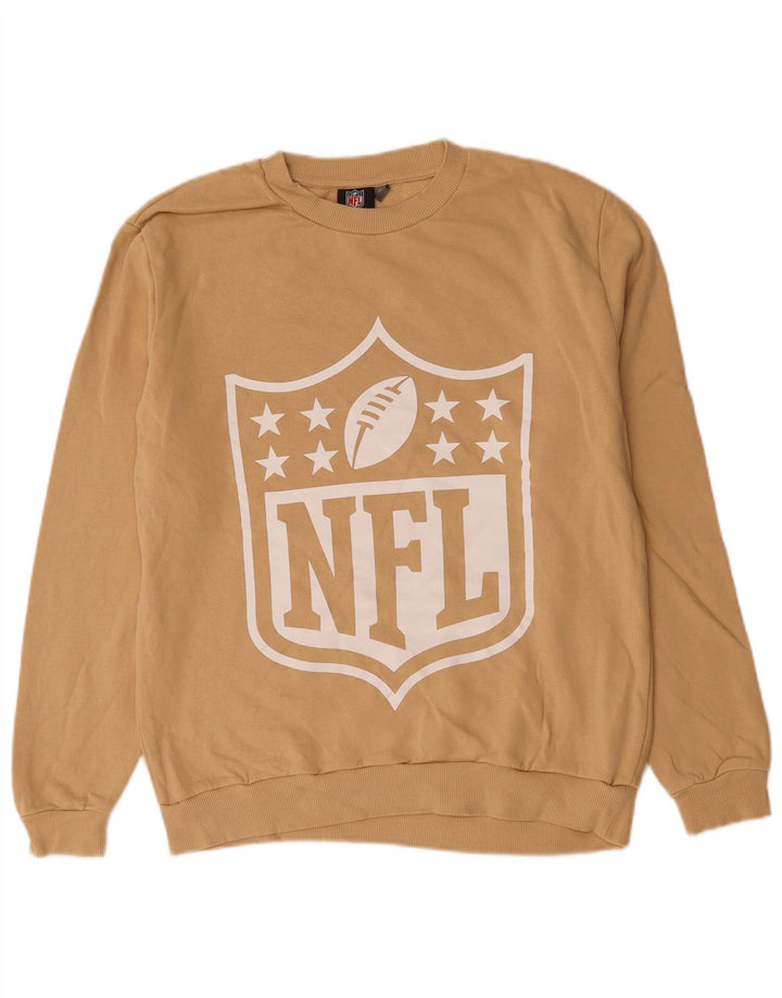 Damska bluza z grafiką NFL, UK 14, średnia beżowa bawełna