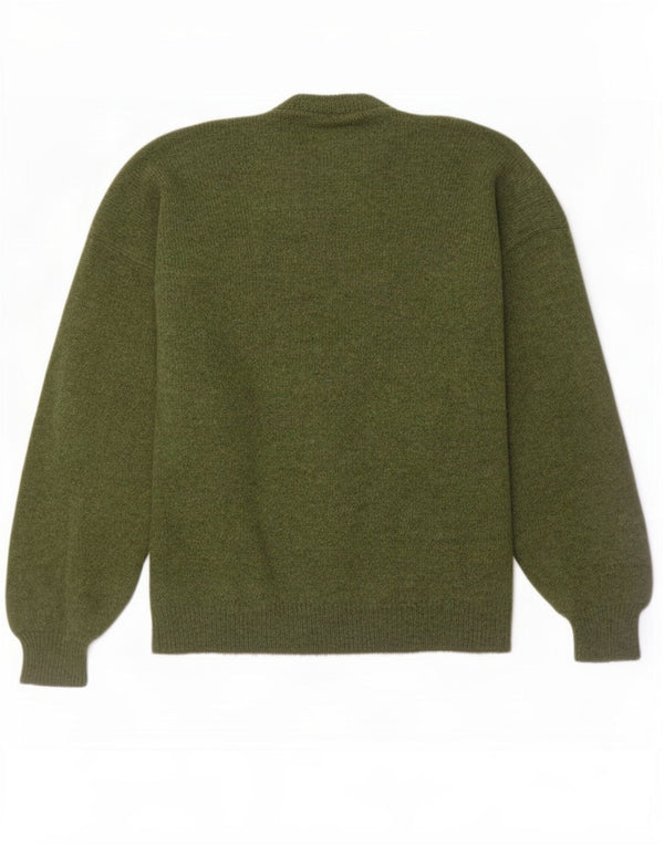 Vintage męski sweter z okrągłym dekoltem XL, zielony Argyle/diament