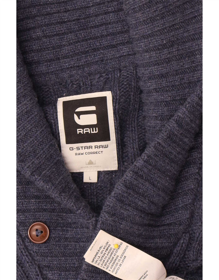 Męski sweter rozpinany G-Star, duży, granatowy, wełniany
