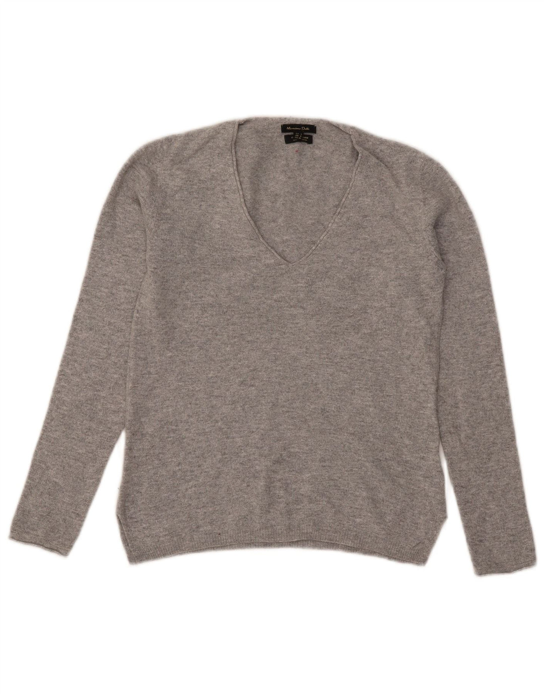 MASSIMO DUTTI Damski sweter z dekoltem w kształcie litery V, UK 10, mały, szary, nakrapiany
