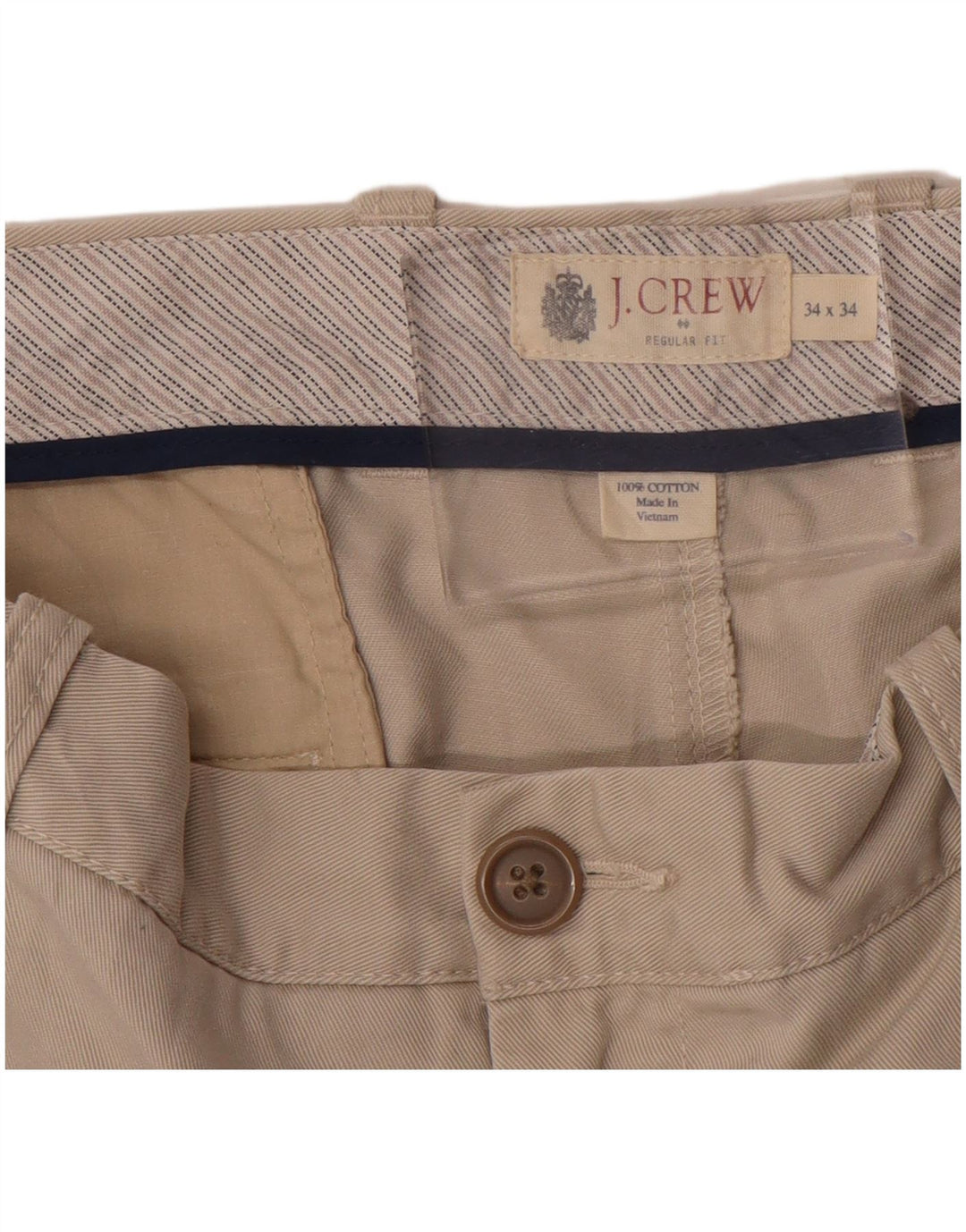 Męskie spodnie chino J. Crew o prostym, regularnym kroju W34 L34, beżowa bawełna