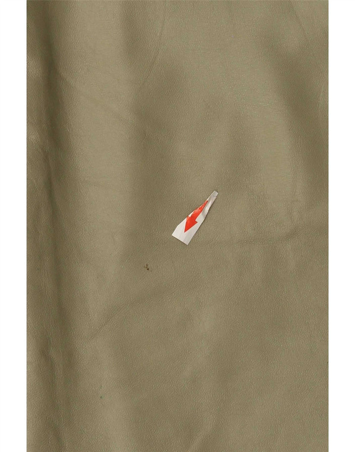 Vintage damska spódnica midi skórzana W32 duża khaki