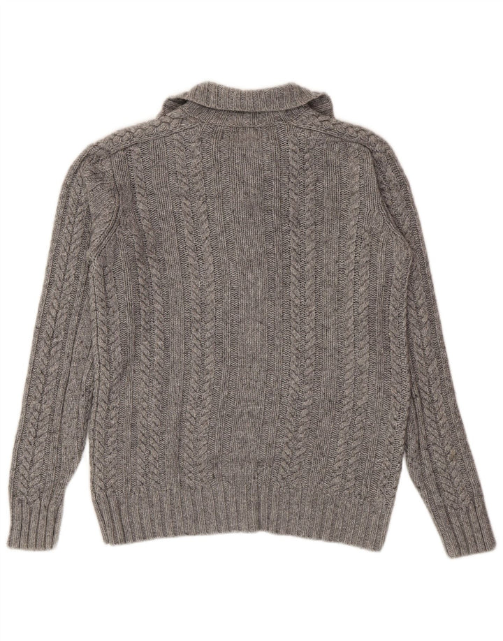 Męski sweter zapinany na guziki Reiss, mały, szary, wiskoza