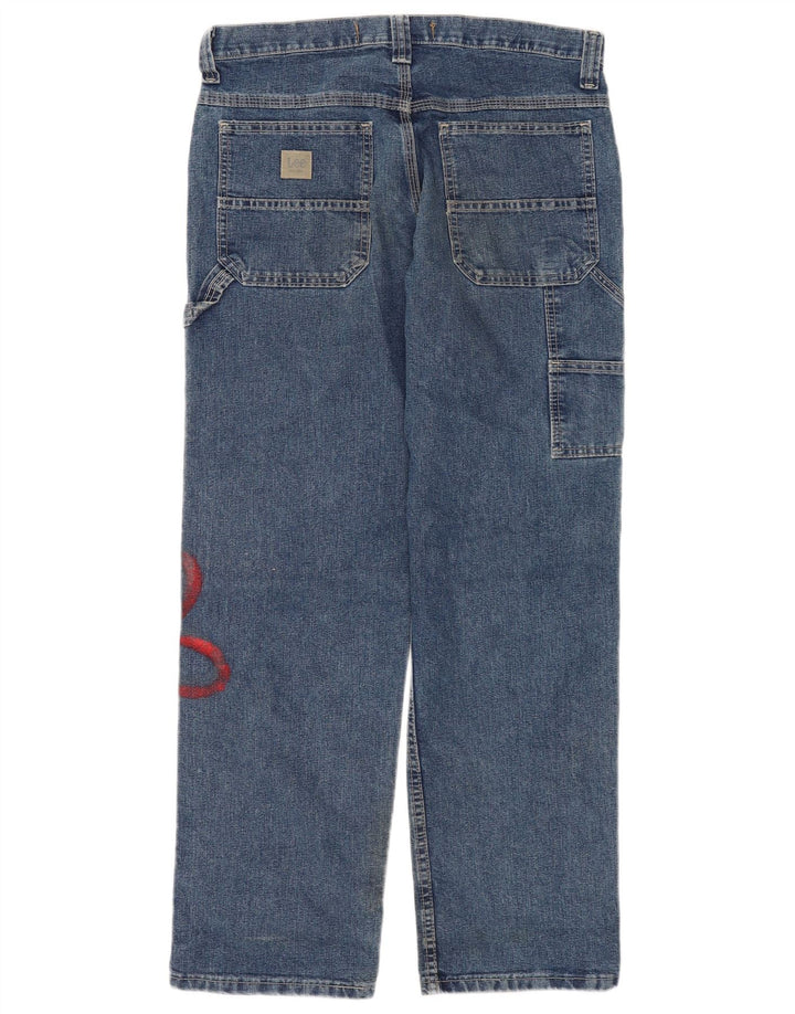 Damskie jeansy Lee Cargo Straight W32 L30 Niebieska bawełna w kwiaty