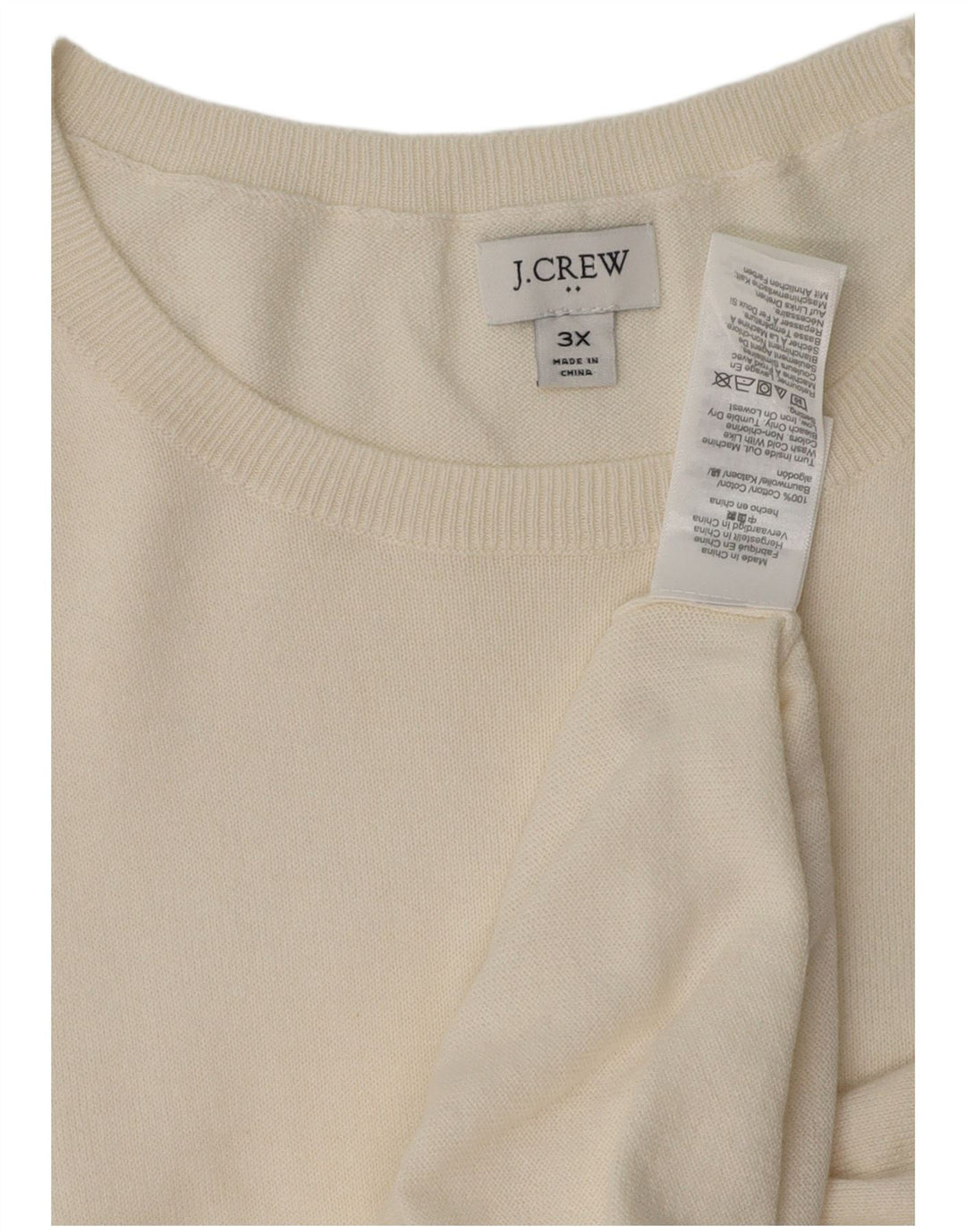 J. CREW Damski sweter z okrągłym dekoltem UK 22 3XL Off White Cotton
