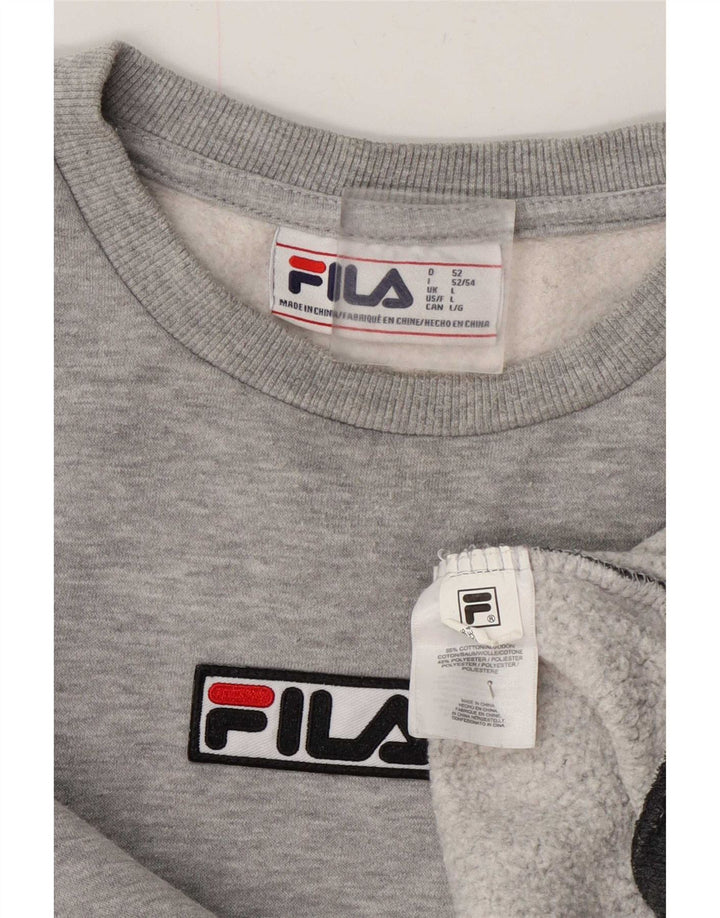 Bluza męska Fila, duża, szara, bawełniana w bloki kolorów