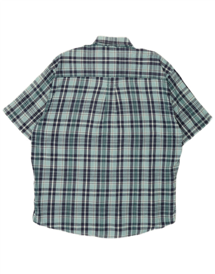 Koszula męska z krótkim rękawem EDDIE BAUER XL, bawełniana w niebieską kratkę