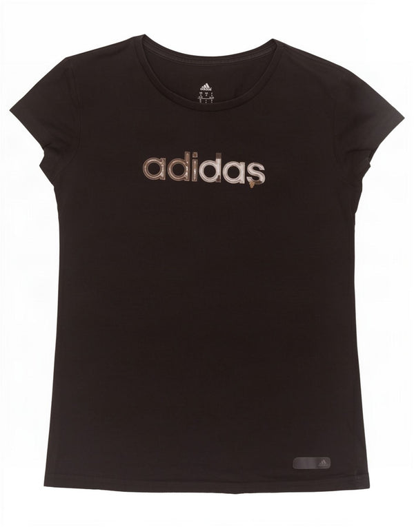 Damska koszulka Adidas Climalite Graphic Top UK 8/10 Mała czarna bawełna