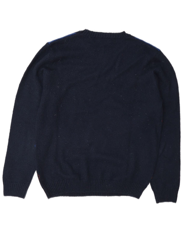 Markup Męski sweter z okrągłym dekoltem XL Granatowy Argyle/Diamentowy Akryl