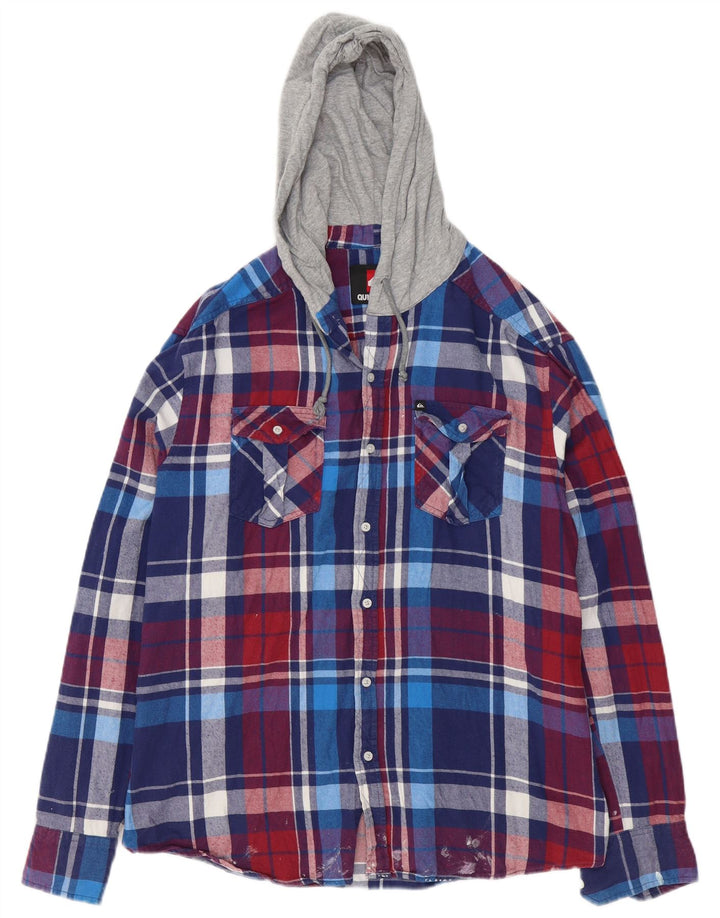 Męska koszula flanelowa z kapturem Quiksilver w dużą wielobarwną kratę