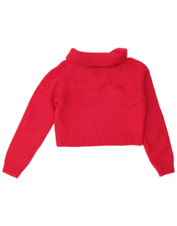 Damski sweter Zara Crop Polo UK 12 Średni czerwony akryl