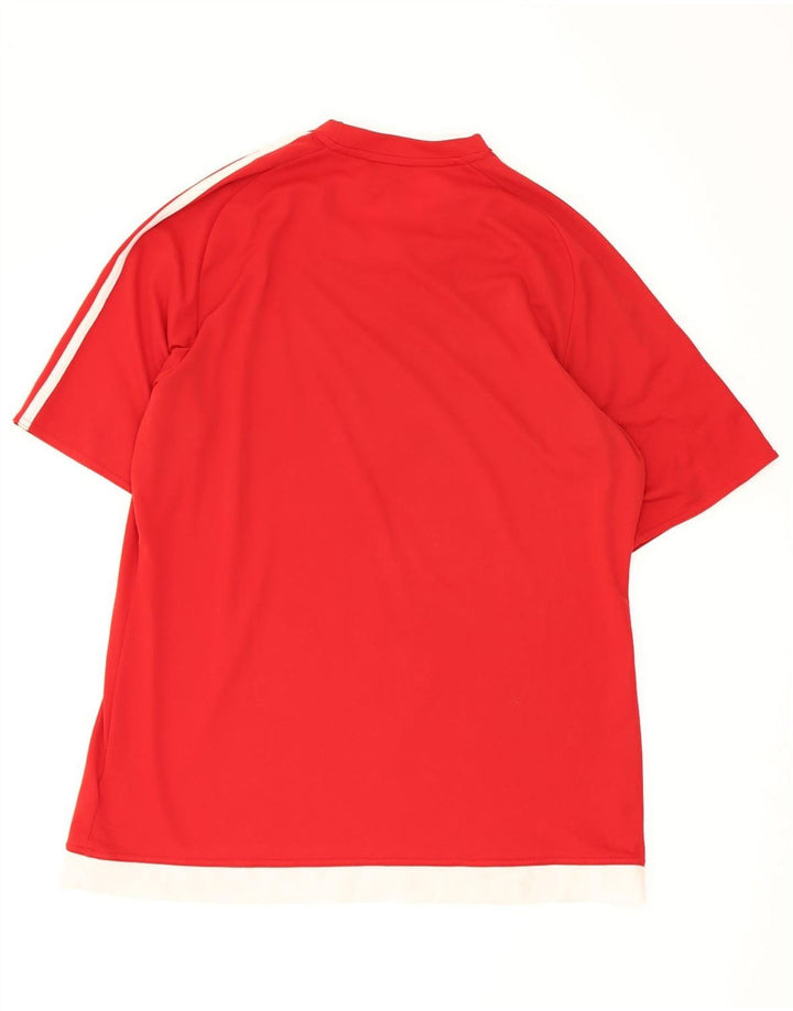 Adidas Męska koszulka Climalite Top, duża, czerwona, poliestrowa koszulka z blokami kolorów