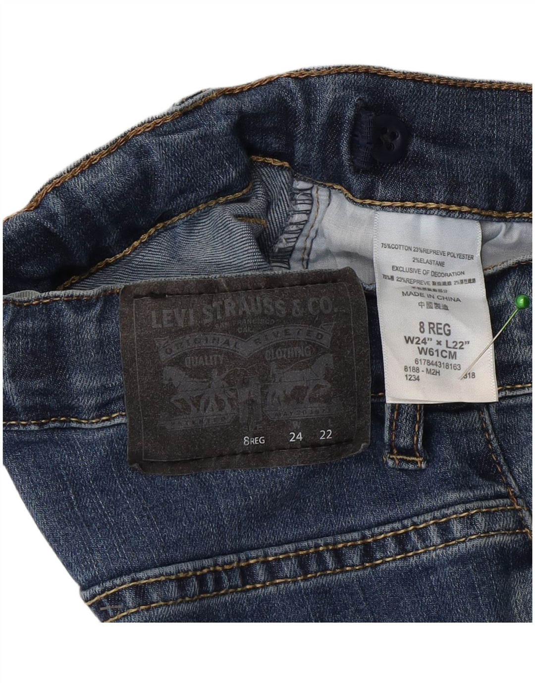 Levi's Boys 511 Slim Jeans 7-8 lat W24 L22 Niebieska bawełna
