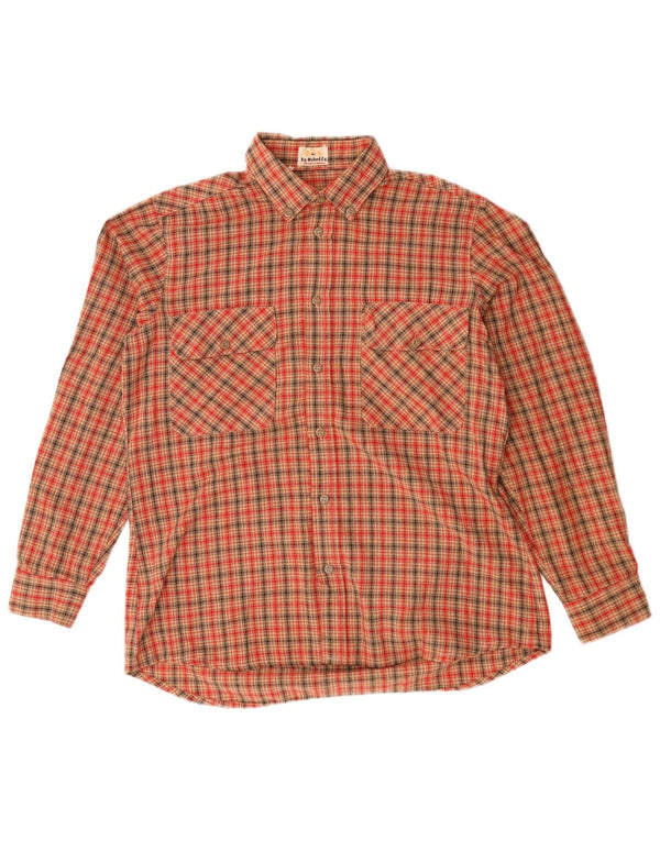 Męska koszula flanelowa Ivy Oxford w średnią czerwoną kratkę